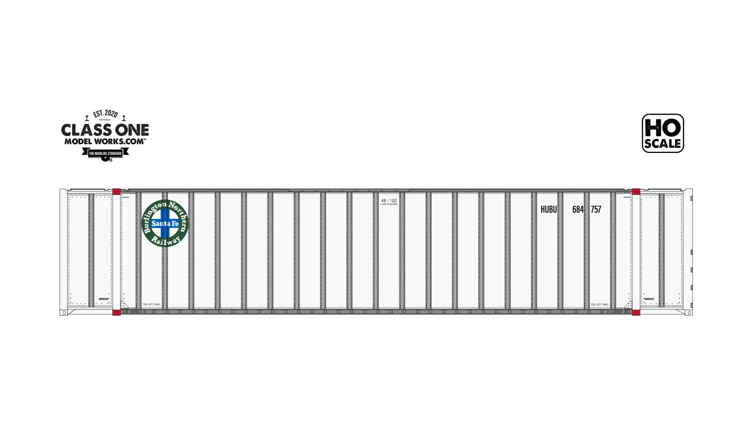 Class One Model Works HO Scale Hyundai 48' Container BNSF Hub Group HUBU 281182 / 281669 2-Pack #2 3 Class One Model Works HO Scale Hyundai 48' Container BNSF Hub Group HUBU 281182 / 281669 2-Pack #2