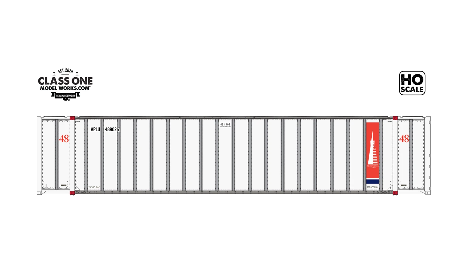 Class One Model Works HO Scale Hyundai 48' Container Transamerica APLU 486061 / 489145 2-Pack #2 3 Class One Model Works HO Scale Hyundai 48' Container Transamerica APLU 486061 / 489145 2-Pack #2