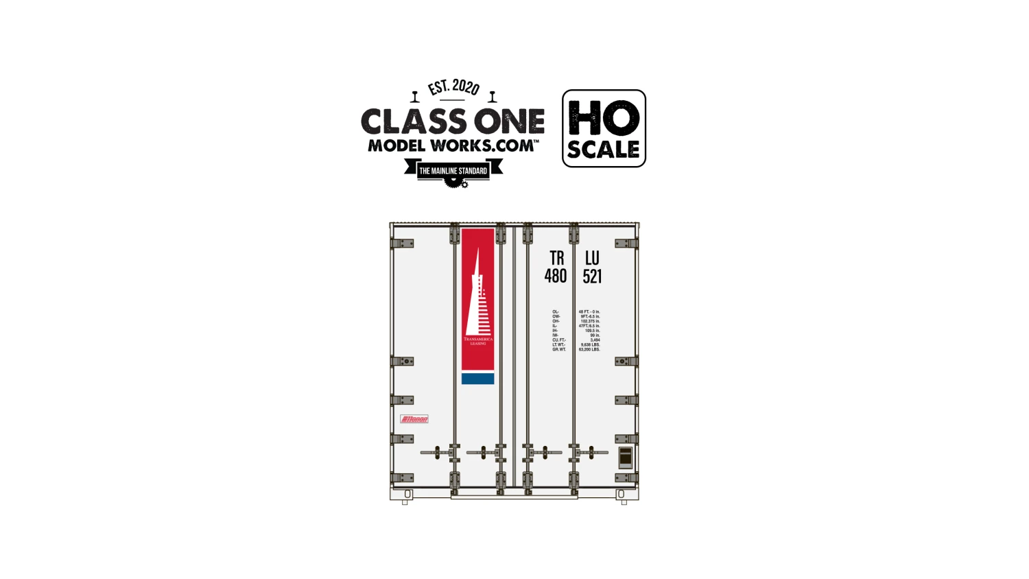 Class One Model Works HO Scale Monon 48' Container Transamerica APLU 480521 / 480843 2-Pack #1 4 Class One Model Works HO Scale Monon 48' Container Transamerica APLU 480521 / 480843 2-Pack #1 - Image 2