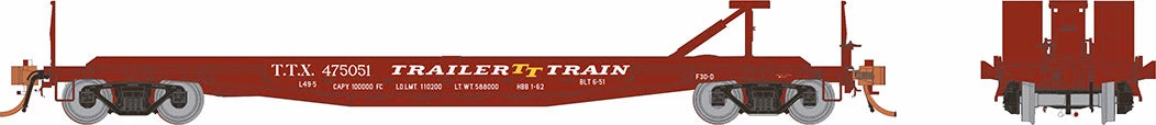 Rapido Trains 138009A HO Scale F30D 50' Flatcar Trailer Train Red Late TTX # Varies 4 Rapido Trains 138009A HO Scale F30D 50' Flatcar Trailer Train Red Late TTX # Varies - Image 2