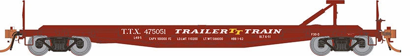 Rapido Trains 138009A HO Scale F30D 50' Flatcar Trailer Train Red Late TTX # Varies 3 Rapido Trains 138009A HO Scale F30D 50' Flatcar Trailer Train Red Late TTX # Varies