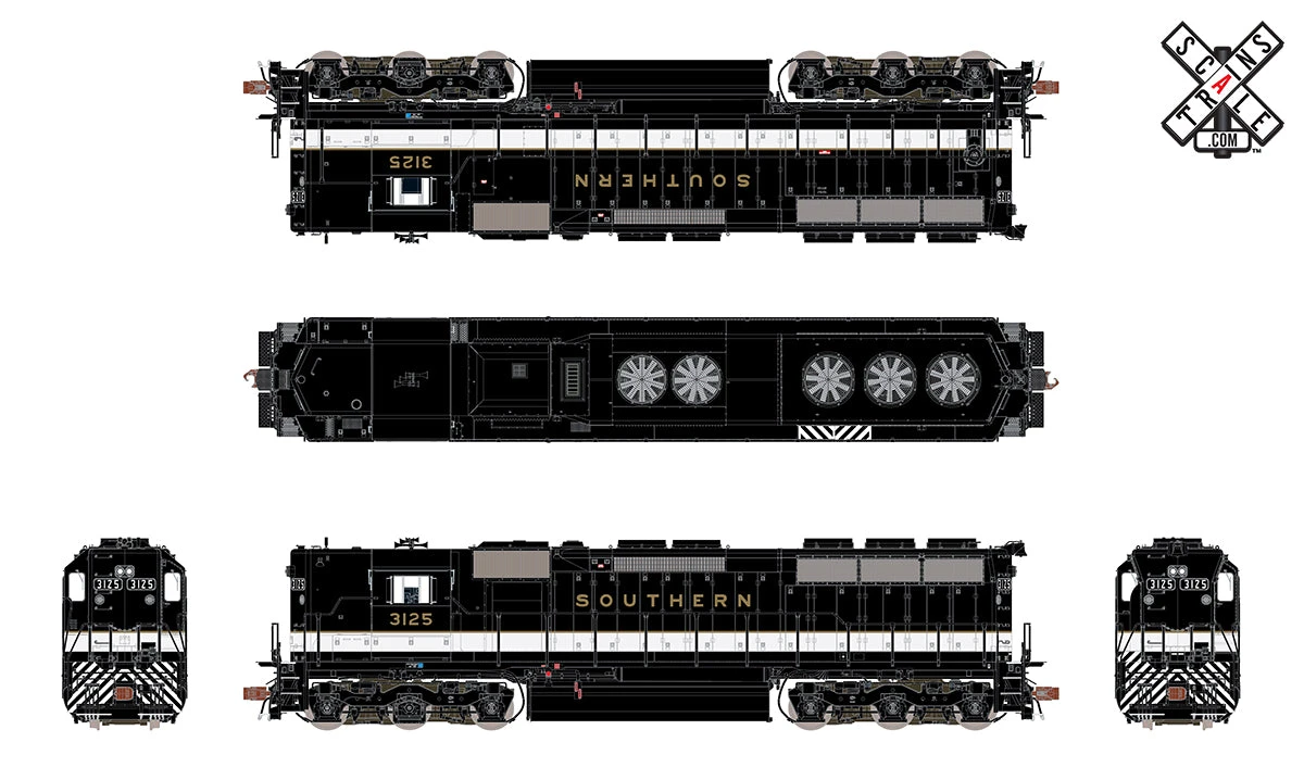 ScaleTrains 32925 HO Scale EMD SD45 Southern (Gold Lettering) 3125 4 ScaleTrains 32925 HO Scale EMD SD45 Southern (Gold Lettering) 3125 - Image 2