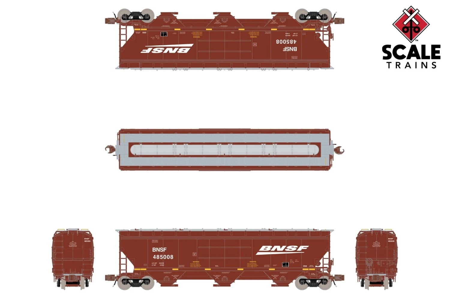 ScaleTrains 33218 Rivet N Scale Gunderson 5188 Covered Hopper (Ribbed) BNSF 485078 4 ScaleTrains 33218 Rivet N Scale Gunderson 5188 Covered Hopper (Ribbed) BNSF 485078 - Image 2