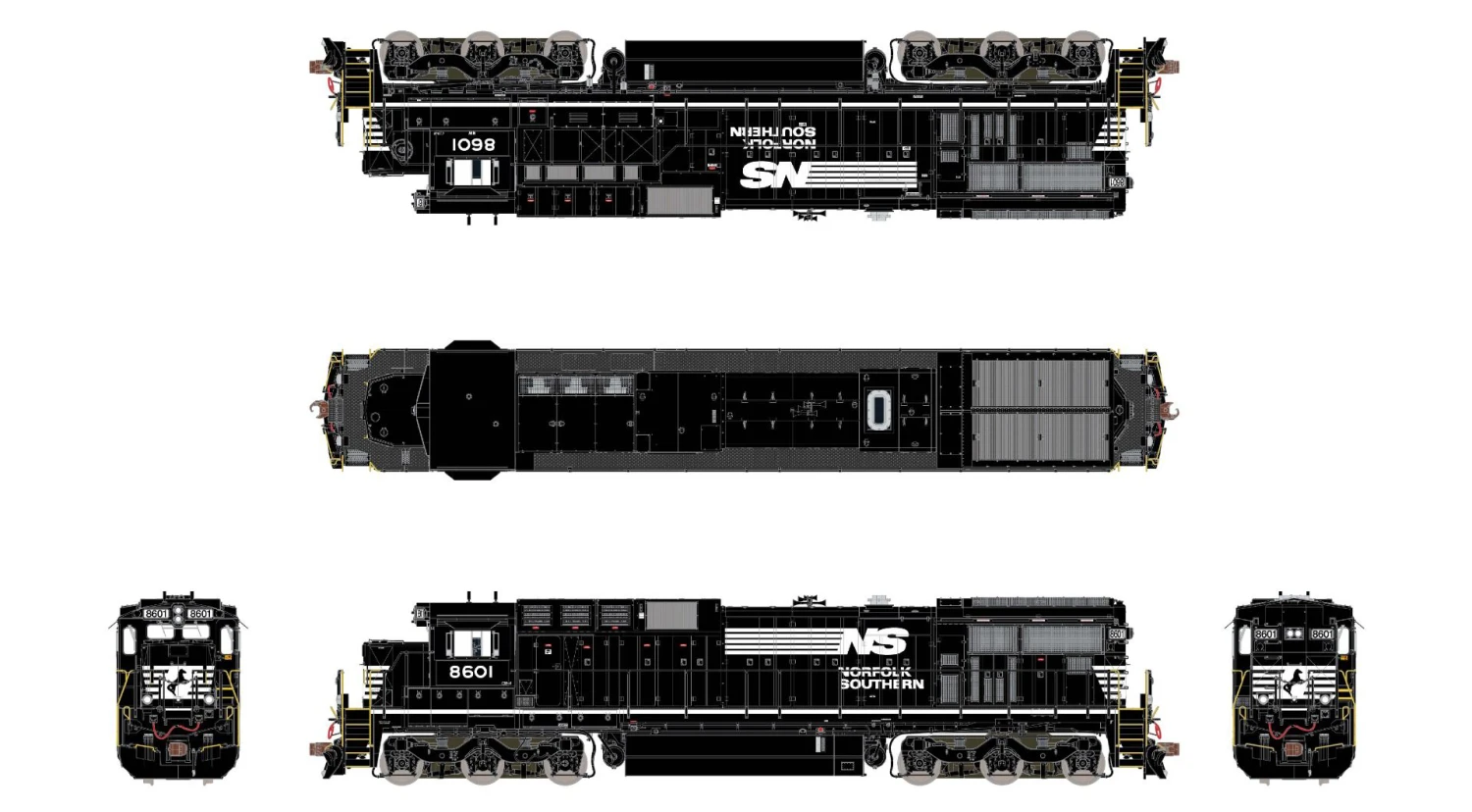 ScaleTrains 38740 Rivet HO GE C39-8 Phase II "Ditch Lights" Norfolk Southern NS 8601 DC 4 ScaleTrains 38740 Rivet HO GE C39-8 Phase II "Ditch Lights" Norfolk Southern NS 8601 DC - Image 2
