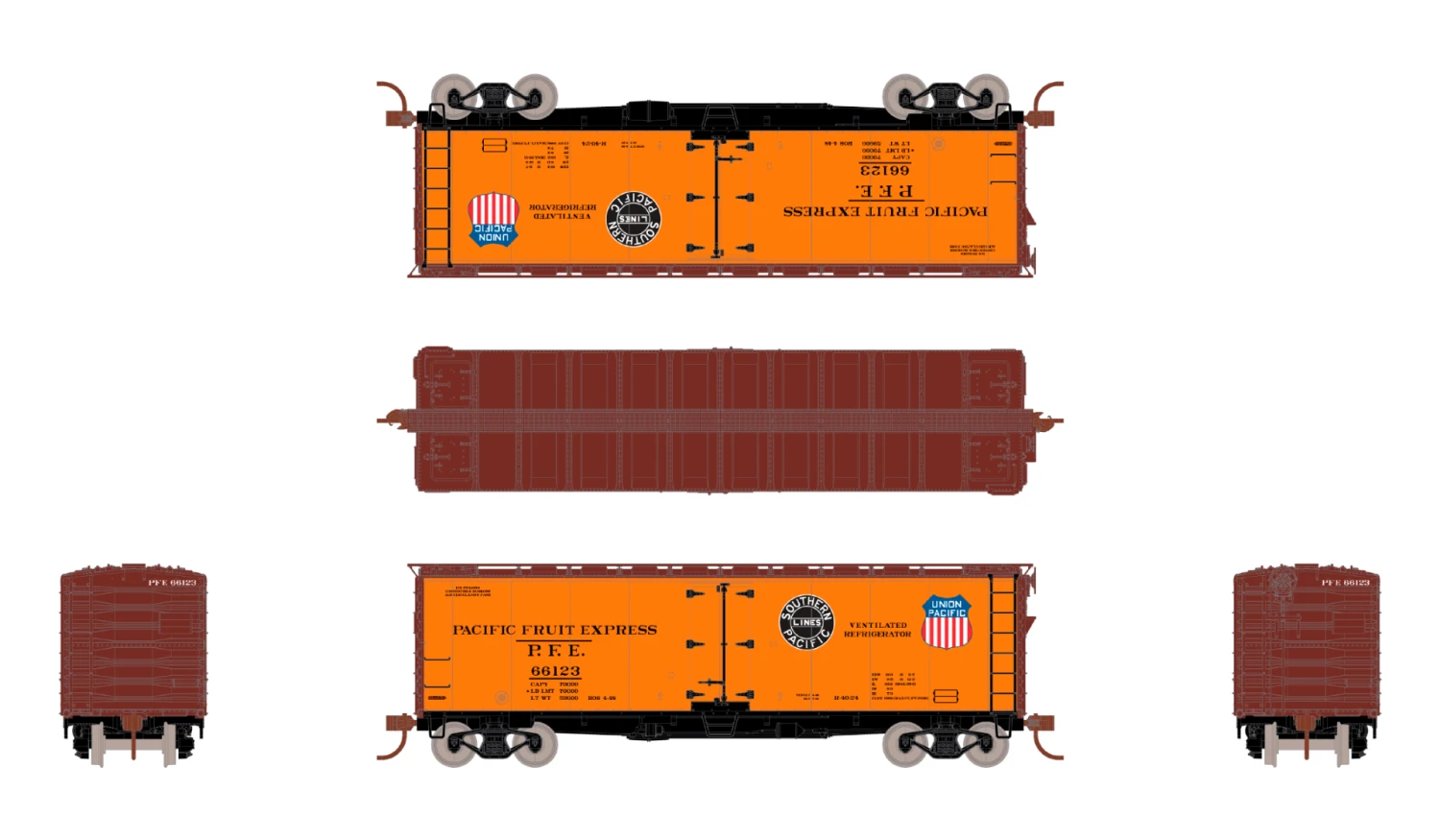 ScaleTrains Kit Classics 1257 40' Steel Reefer SP/UP PFE 66123 4 ScaleTrains Kit Classics 1257 40' Steel Reefer SP/UP PFE 66123 - Image 2